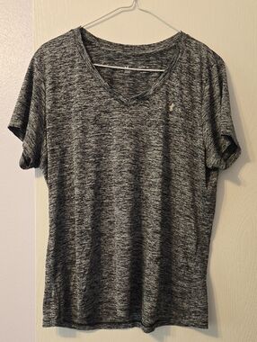 Under Armour Heathered Black/White V-Neck HeatGear Tee